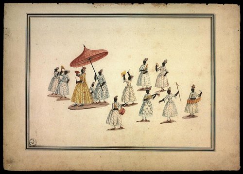 Cortejo da Rainha Negra na festa de Reis - Carlos Julião (séc. XVIII)