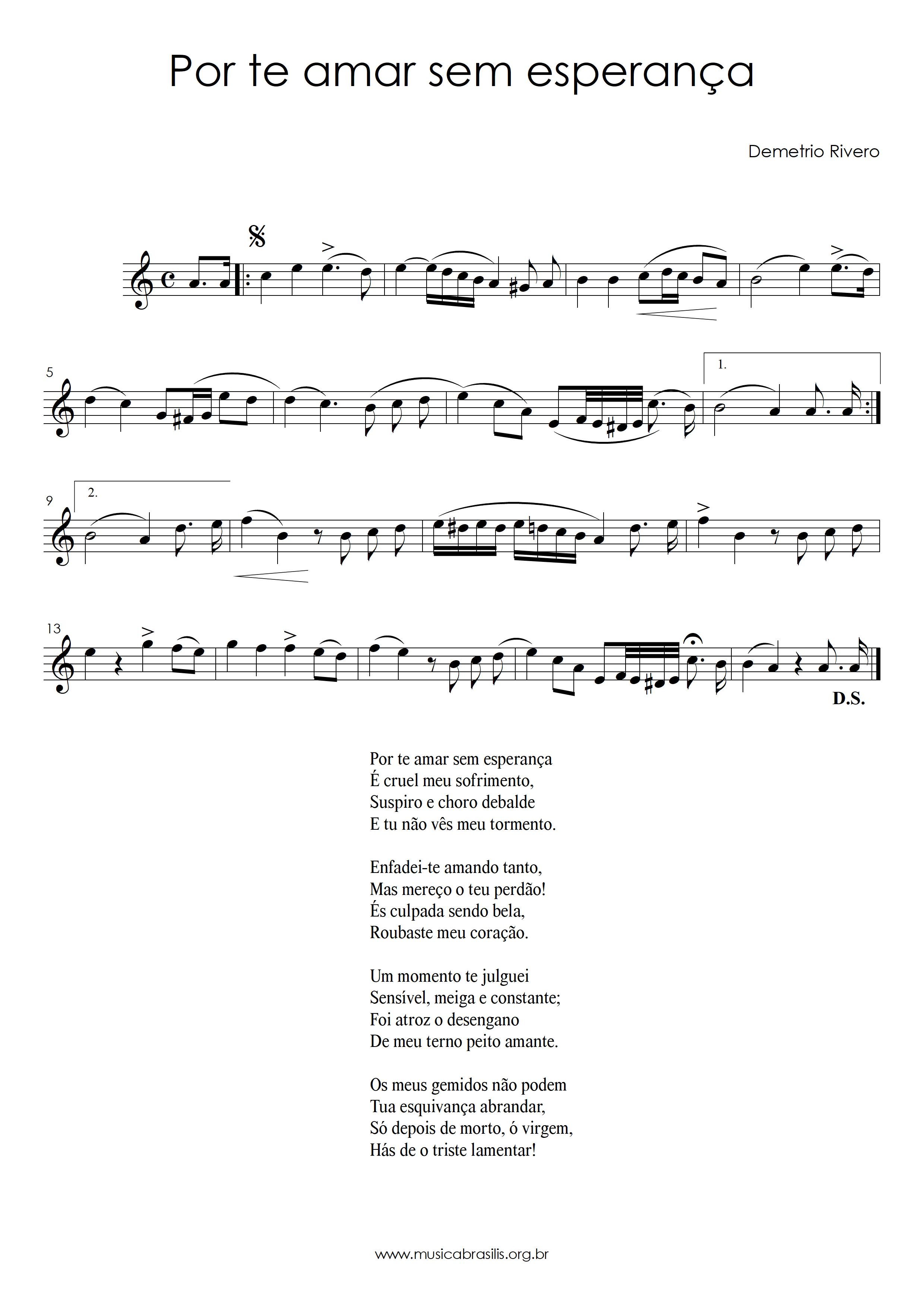 Por te amar sem esperança