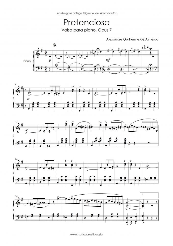 Pretenciosa - Valsa para piano, Opus 7