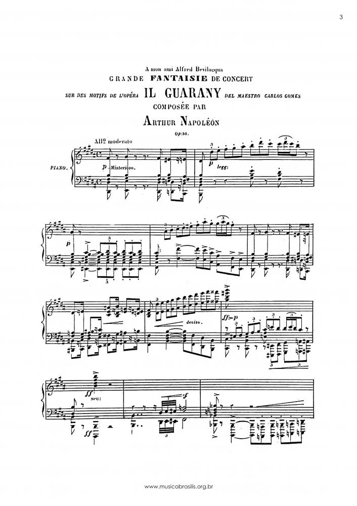 Grande fantasie de concert - Opus 50, Sur les motifs de l'ópera Il guarany del maestro Carlos Gomes