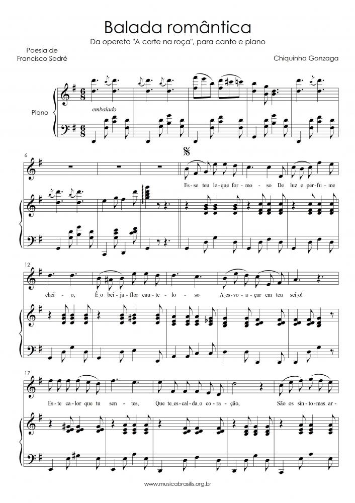 Balada romântica - Da opereta "A corte na roça", para canto e piano