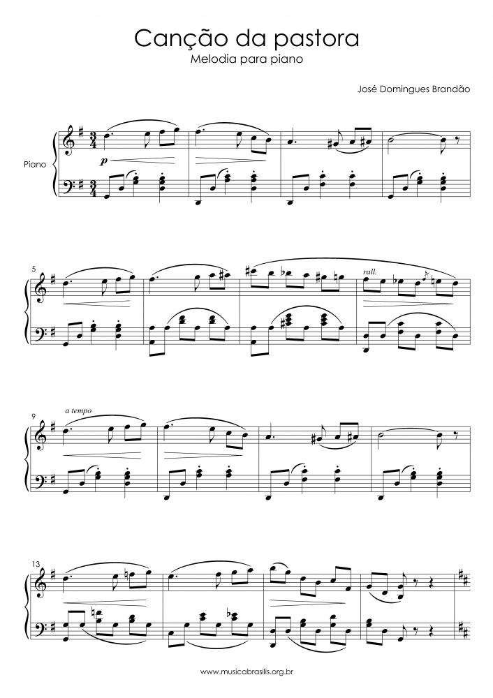 Canção da pastora - Melodia para piano