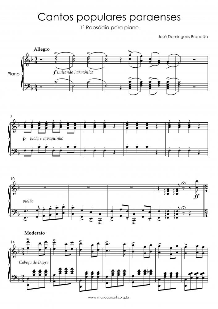 Cantos populares paraenses - 1ª Rapsódia para piano