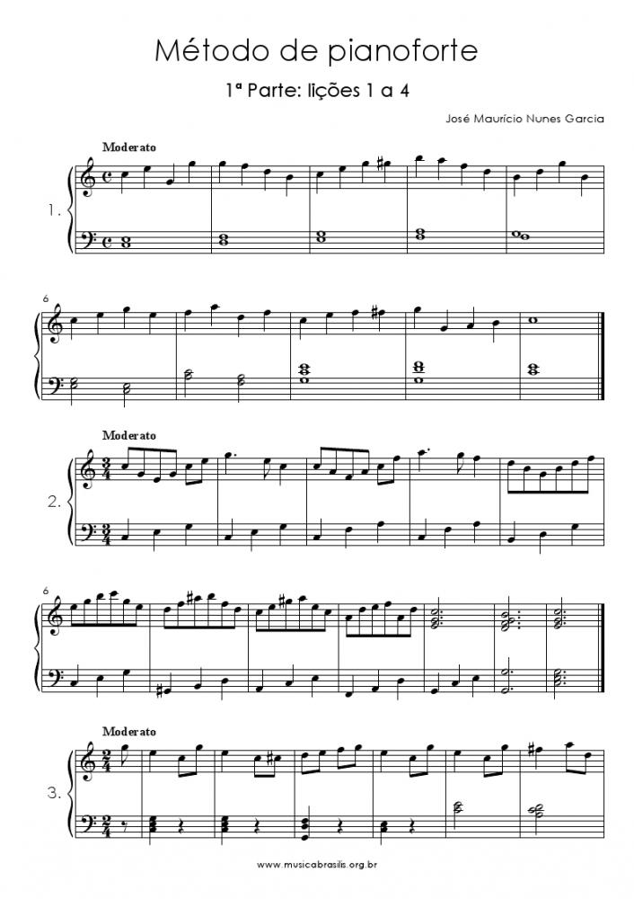 Método de pianoforte - 1ª Parte: lições 1 a 4