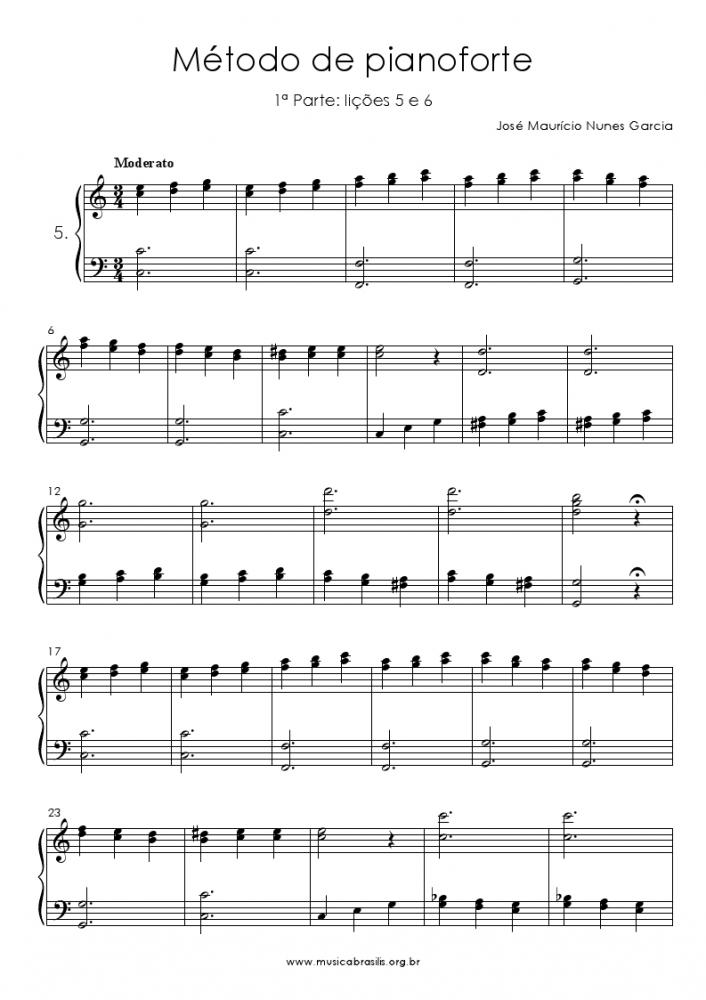 Método de pianoforte - 1ª Parte: lições 5 e 6