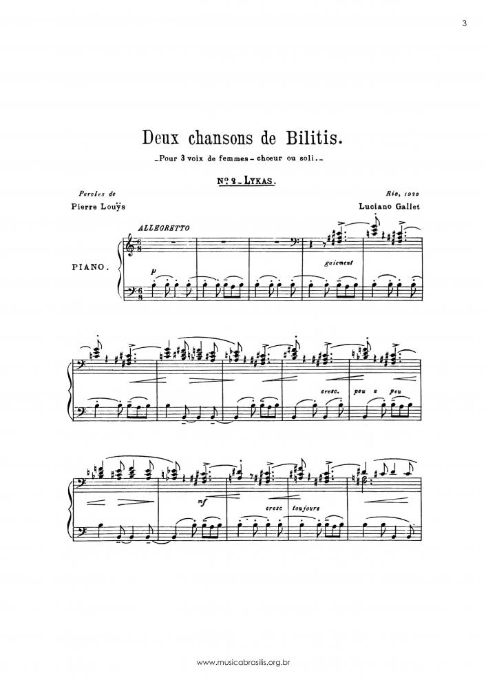 Lykas - Deux chansons de Bilitis, nº 2