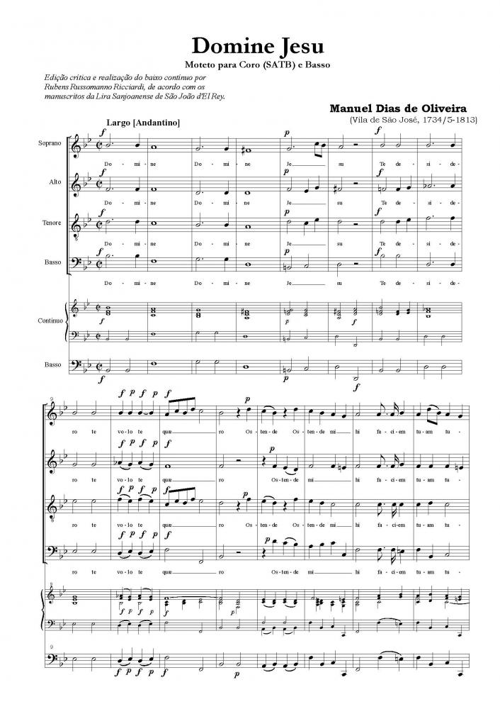 Domine Jesu - Moteto para coro (SATB) e baixo