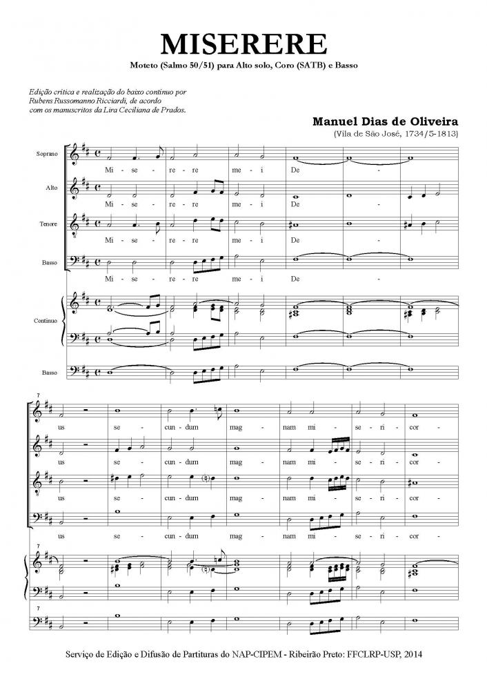 Miserere - Moteto (Salmo 50/51) para Alto solo, Coro (SATB) e Basso
