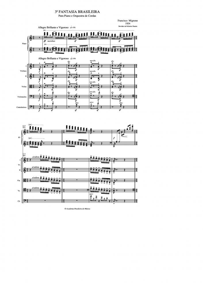 Fantasia Brasileira n.3 para piano e orquestra de cordas