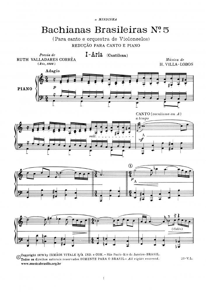 Bachianas brasileiras n.5 (versão para voz e piano) - Ária e dança