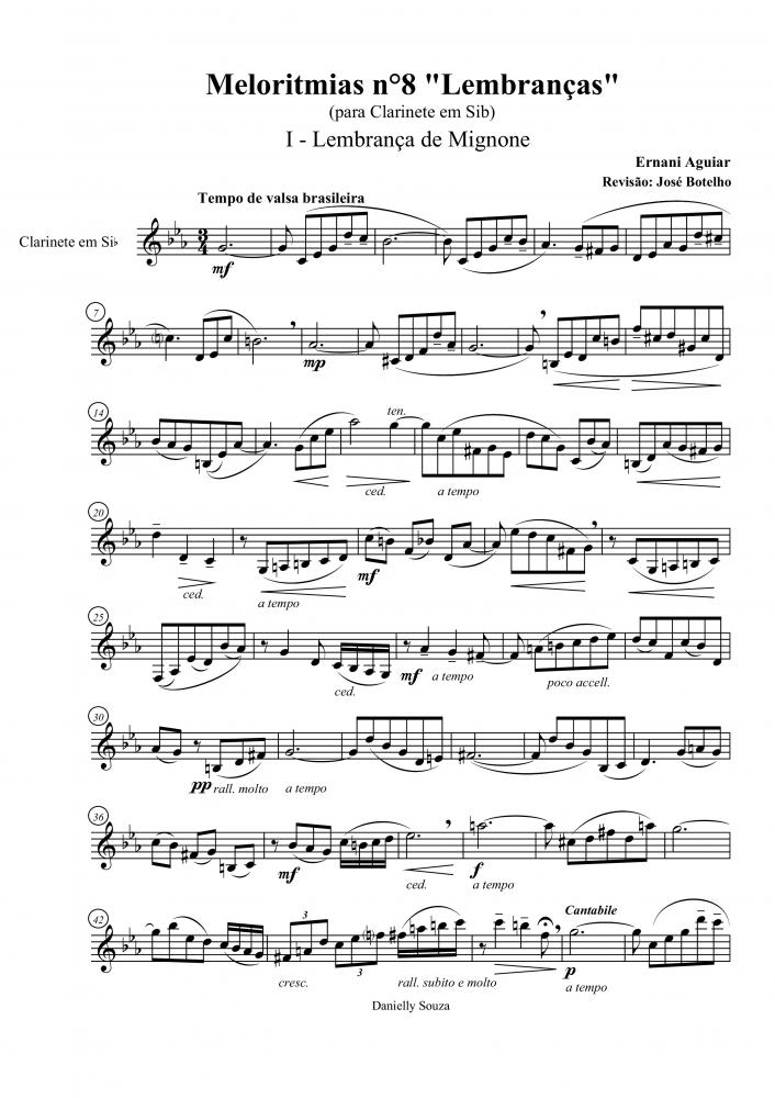 Meloritmias n.8 para clarineta em si bemol - Lembranças