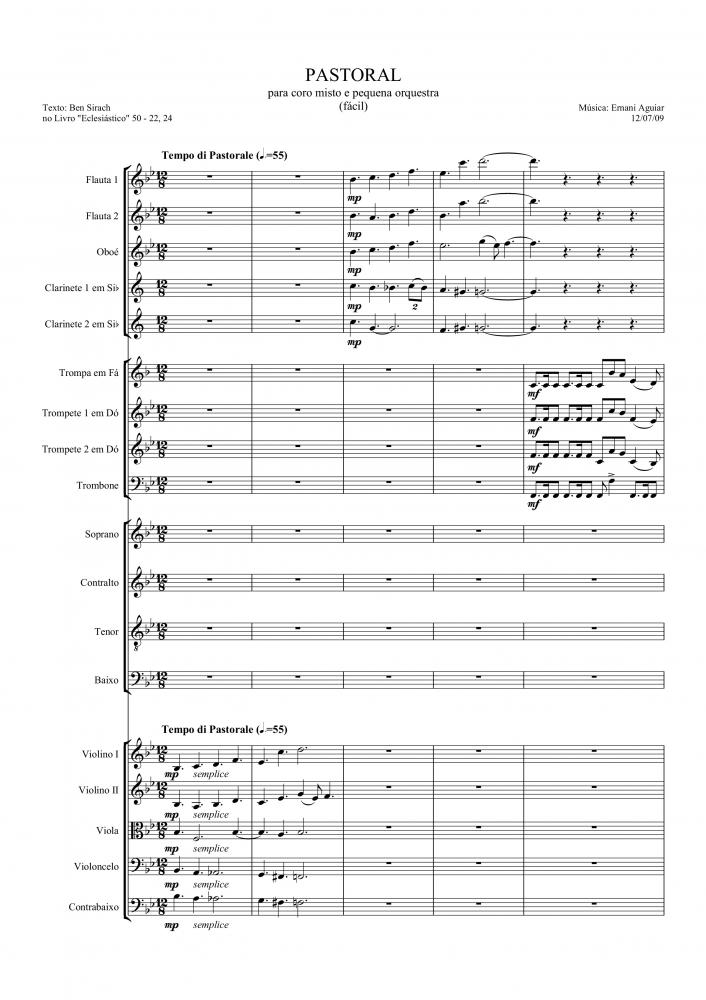 Pastoral para coro misto e pequena orquestra - Fácil