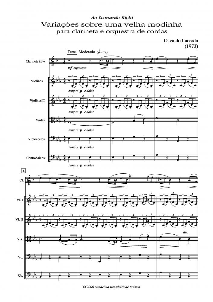 Variações sobre uma velha modinha para clarineta e orquestra de cordas