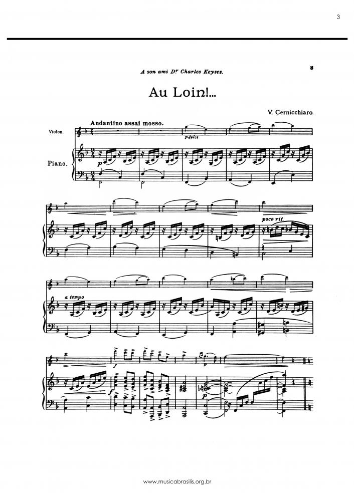Au loin - 8 Morceaux pour violon et avec accompagnement de piano, Nº 3