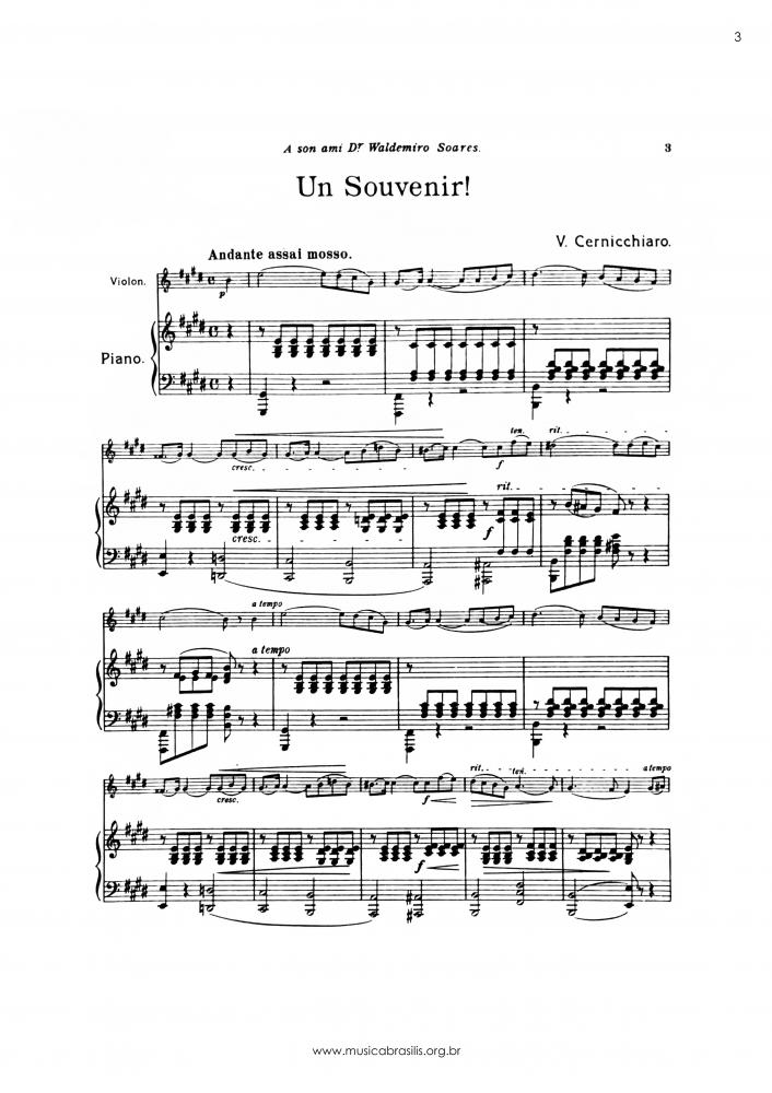 Un souvenir - 8 Morceaux pour violon et avec accompagnement de piano, Nº 5