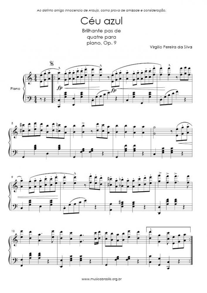 Céu azul - Brilhante pas de quatre para piano, Op. 9